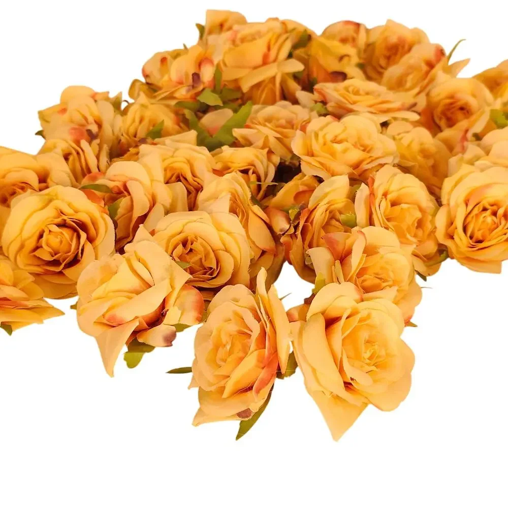 60 Peach Silk Rose Heads 3